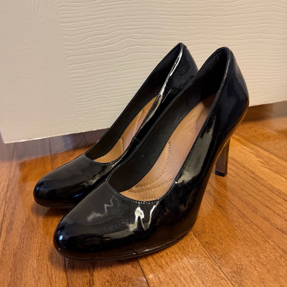 Clarks Patent Leather Black Women's Heels